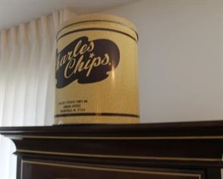Vintage Charles Chips metal container