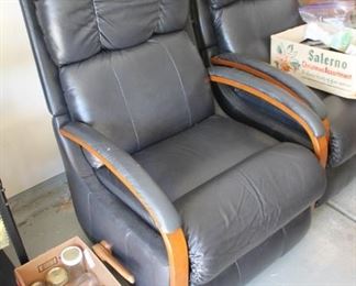 La-z-boy leather and wood recliner