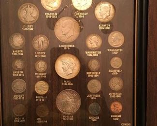 Framed US coin collection