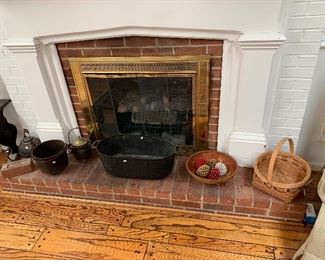 Vintage cast iron and baskets