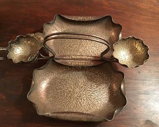 Late Victorian/Art Nouveau Hukin & Heath Strawberry set designed by Christopher Dresser. Silverplate. Circa 1890