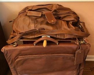 Coach brown leather duffel and garment bag
