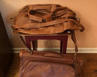 Coach brown leather duffel and garment bag