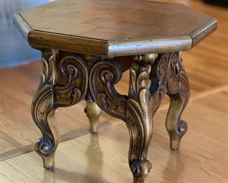 Carved Ornate End Table Octagon