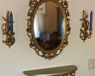 4pc Syroco Dart Mirror/Shelf/Sconces	 