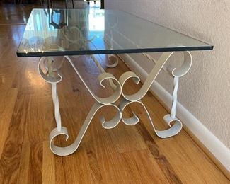 Heavy Wrought Iron & Glass Coffee Table	15x24x48in	HxWxD	