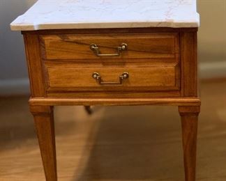 Marble Top Rolling End Table