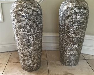 - (2) Large Silver Urns 28 in.