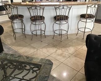 - (4) Designer Metal Barstools 