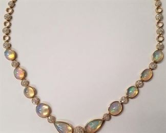 14K Opal & Diamond Necklace APP $18K