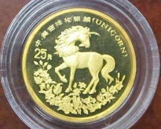 1994 China 1/4 oz Gold Unicorn Proof