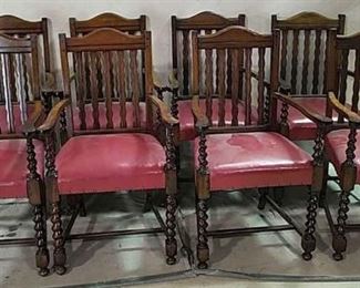 Set of 8 matching barley twist chairs
