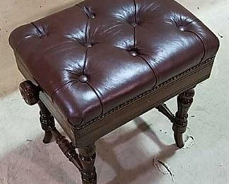 English tufted leather top stool