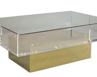 Brass & acrylic cocktail table by Lillian August