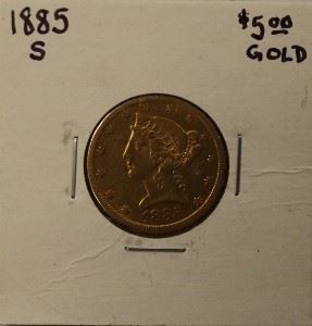 1885-S $5 gold coin