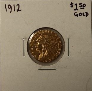 1912 $2.50 Gold Indian coin