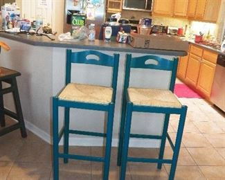 PAIR BLUE BAR STOOLS