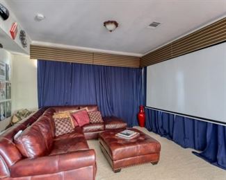 Brown leather sectional