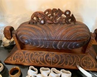 Maori Carved Waka Huia Treasure Box by Hemi Taylor