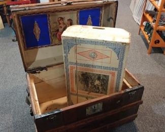 Antique steamer trunk....makes a great coffee table with lots of storage....shown closed on next picture 