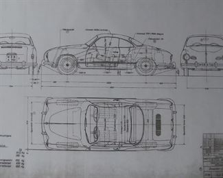 VW factory blue prints - Karmann Ghia....poster is a copy of factory original....24" x 28" ....great addition to your collection 