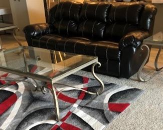 Electric Reclining Sofa and Loveseat, Area Rug, Coffee Table and 3 End Tables