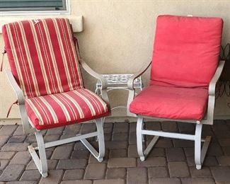 Set/2 Patio Chairs, Side Table 