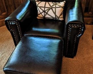 leather chair and ottoman 