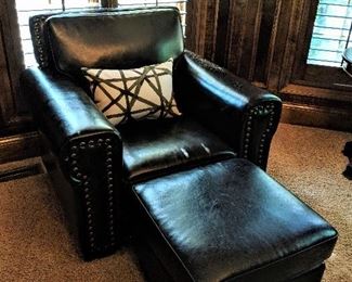 leather chair and ottoman 