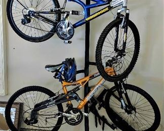 mountain bikes and bike rack