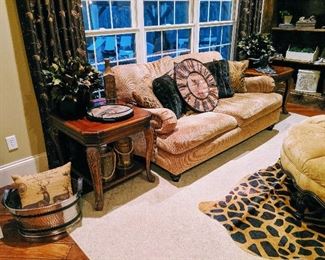 love seat, couch, end tables living room furniture 