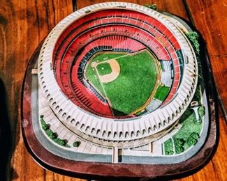 

Cardinals baseball and Blues hockey stadium sculptures