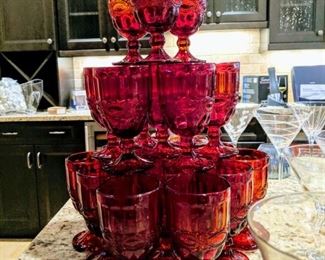 Wine glasses ruby red