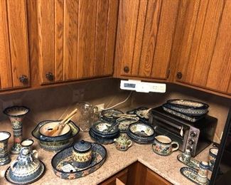 Polish pottery, serving pieces and bake ware