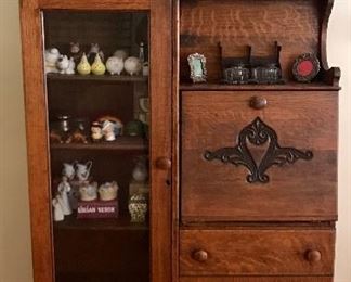Antique Secretary Drop Front Desk with Bookcase