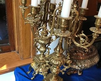 Heavy, beautiful, ornate candelabras
