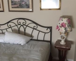 King size metal bed frame -nice mattress 