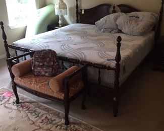 shot inside master bedroom-the mattress is in excellent condition-handsome headboard-matching side stands & dresser-all priced separately but available as s set 