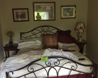 Shot of second king bed--it has lace sheet panels on it--all window treatments in this house are for sale