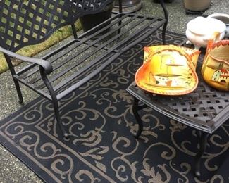 fab metal patio set-settee-two chairs (that rock) all cushions and table