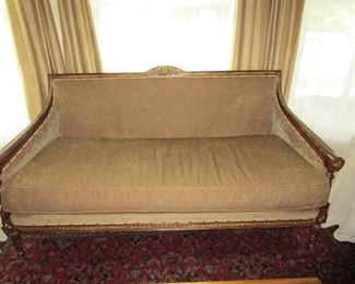 Paul Roberts Olive Chenille Sofa - $250 (next photo shows sofa with 7 included pillows)