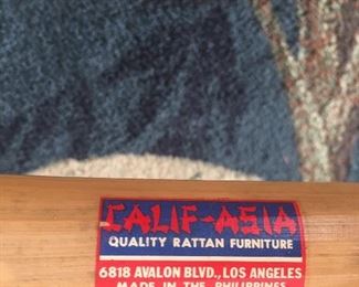 Cali -Asia Bamboo Set , Couch & chair, good cushions ! Fabric was sewn over original, so u can do either or!