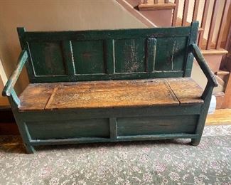 Early painted hall bench, Circa. 1850’s