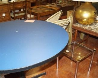 round table, end tables, lamp