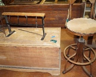 wood box, stool, paper holder