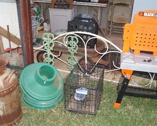 cream can, pet carrier, kids toys