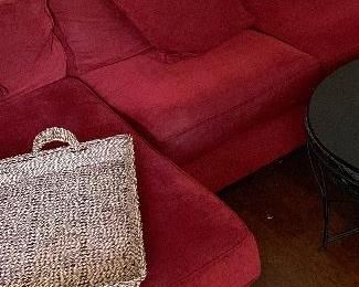 Beautiful Sectional sofa, leather drum coffee table