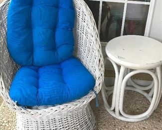 stool has sold  Wicker chair is still available