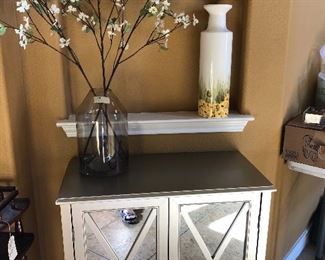 silver mirrored small chest and home decor