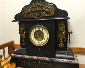 antique French slate mantel clock